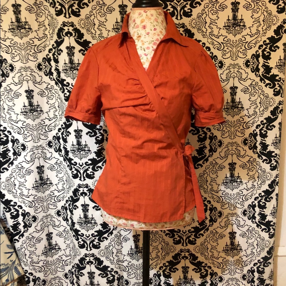 The Limited Orange Wrap Blouse